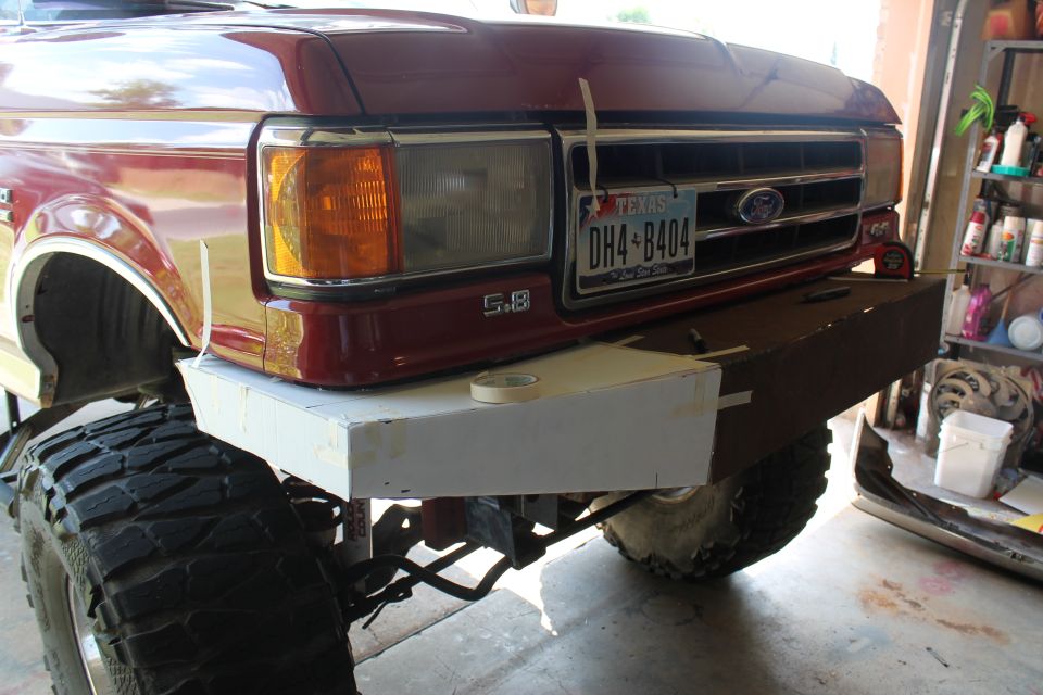 1990 Ford Bronco front end with custom bumper and Texas license plate