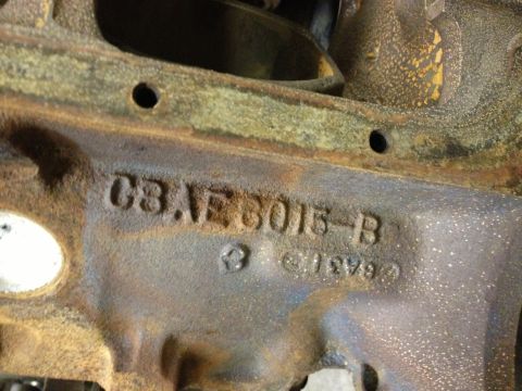 1987 Ford Ranger - This close-up shows the casting numbers on an engine block, not a complete vehicle.
