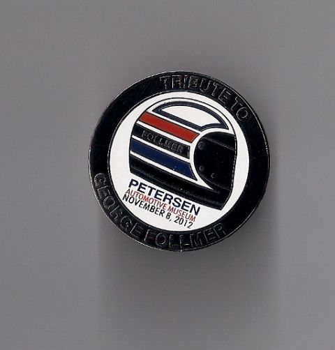 1973 Ford Mustang - A commemorative badge honors George Follmer at the Petersen Automotive Museum on November 8, 2012.