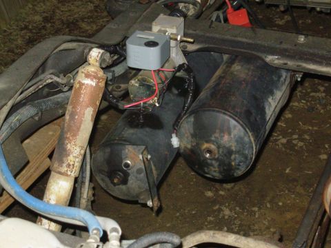 1983 Ford Bronco - I decided not to build a bracket, and simply welded some studs to the tank to mount the primary compressor. I may put the second on the oth…