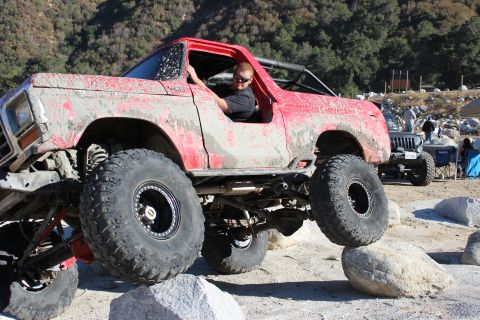1978 Ford Bronco - Modified 1978 Ford Bronco navigating a rocky off-road course.