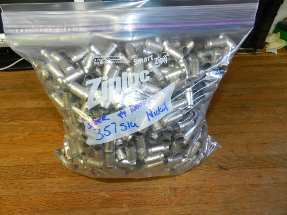 Bag of 357 SIG nickel spent casings, quantity 1000