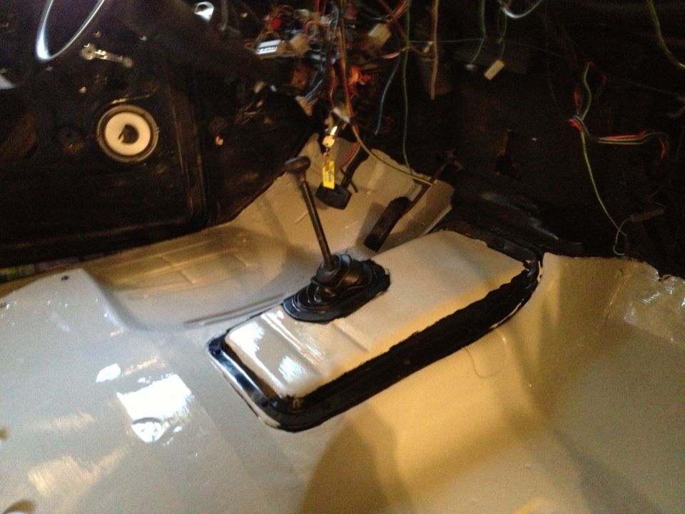 1979 Ford F-350 interior floor showing transmission tunnel and pedals
