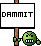 1995 Ford Bronco - A sign displaying the word 'DAMMIT' is held by an angry cartoon character.