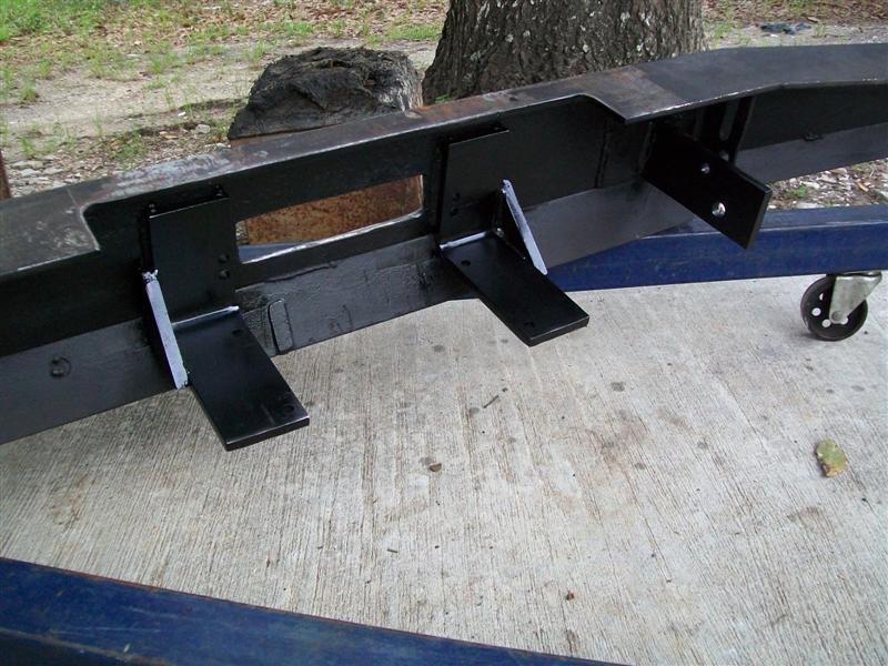 Custom steel truck bumper with mounting brackets welded on