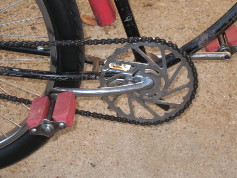 1994 Ford Bronco - Close-up view of a bicycle's drivetrain, showing the chainring and pedals.