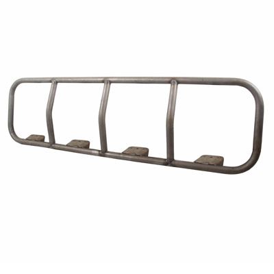 1994 Ford Bronco - Steel grille guard with four vertical bars and three mounting pads. Supermotors.net logo visible.