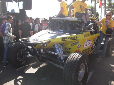 1986 Ford Bronco - This off-road buggy is heavily modified with racing decals and a light bar.
