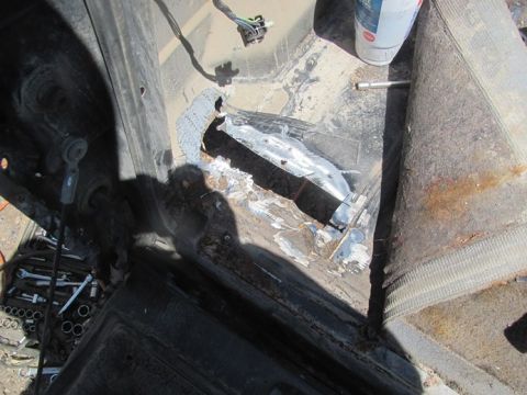 1996 Ford Bronco - Repair work on the interior floor pan of a 1996 Ford Bronco.