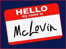 1971 Ford Ranchero - A simple name tag displays the name 'McLovin' in handwritten script.