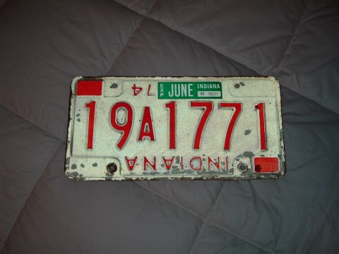 1995 Mercury Grand Marquis - This Indiana license plate, numbered 19A 1771, has an expiration date of June 1974.