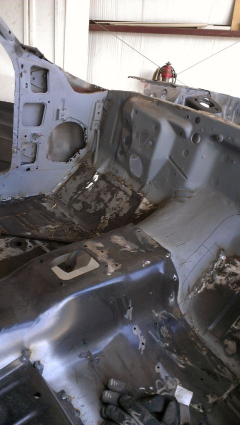 1970 Ford Mustang - Cowl removed.