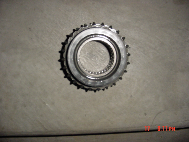 These two needle bearings need to come out so that the gears will slip onto the new shaft