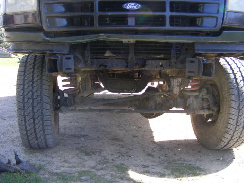 1996 Ford Bronco - Front view of a 1996 Ford Bronco showing the grille and suspension components.