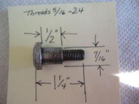 1994 Ford Bronco - A bolt is shown with handwritten dimensions and thread specifications, indicating a 5/16-24 thread size.