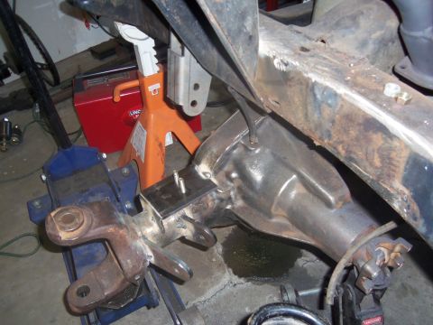 1968 Ford Bronco - Custom suspension mount welded to a rear axle housing, likely for a vehicle modification project.
