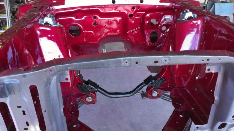 1970 Ford Mustang - I later decided to paint the core support red as well.
