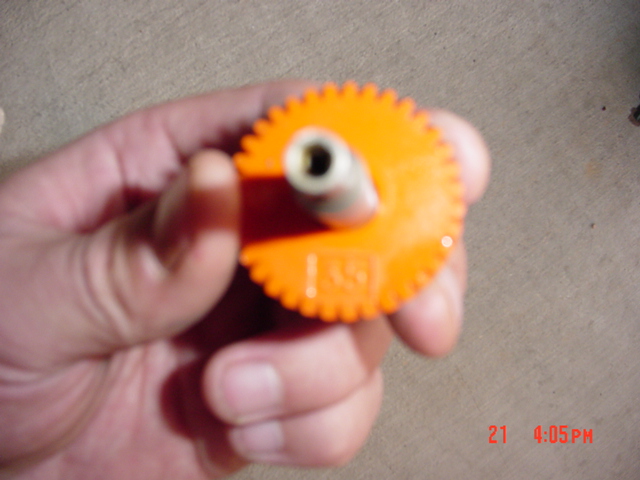 The mark of 35 on the gear