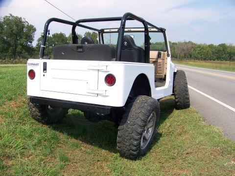 2000 Jeep Wrangler - This white Jeep TJ is viewed from the rear, an aftermarket roll cage and a spare tire carrier mounted on the tailgate.