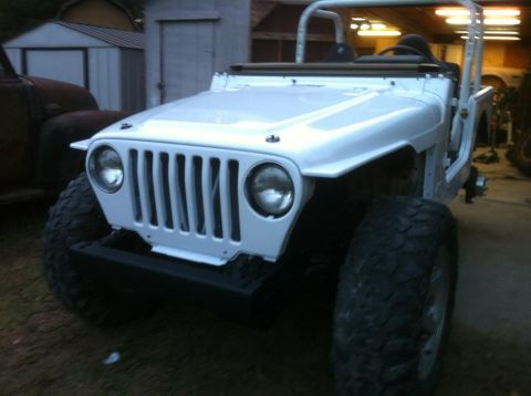 2000 Jeep TJ - A white Jeep is shown from the front, large off-road tires and a roll cage.