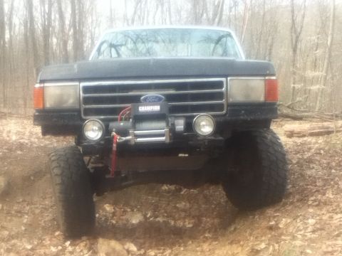 1994 Ford F-150 - This Ford pickup truck, likely from the late 1980s, is equipped with a winch for off-road recovery.