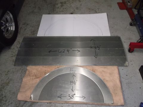 1971 Ford Ranchero - Templates and sheet metal laid out for a custom fabrication project.