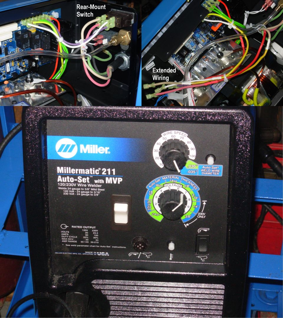Miller Millermatic 211 wire welder front panel and internal wiring photos