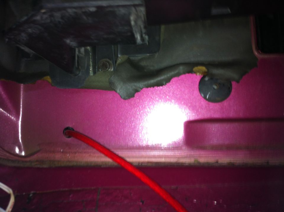 Amp wire fed through firewall.
