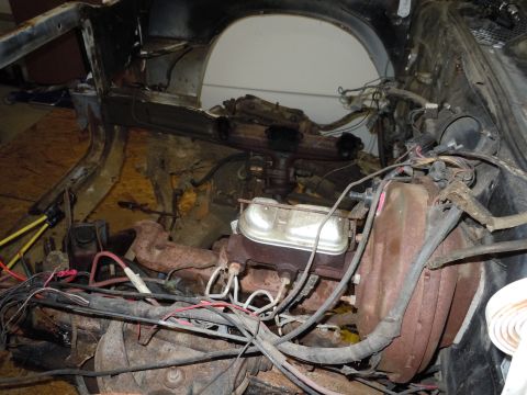 2001 Ford Crown Victoria - Engine bay components are visible in this photo of a disassembled vehicle.