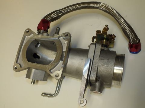 2003 Ford Crown Victoria - Cast aluminum intake elbow joined to a throttle body, with a steel-braided hose and anodized AN ends