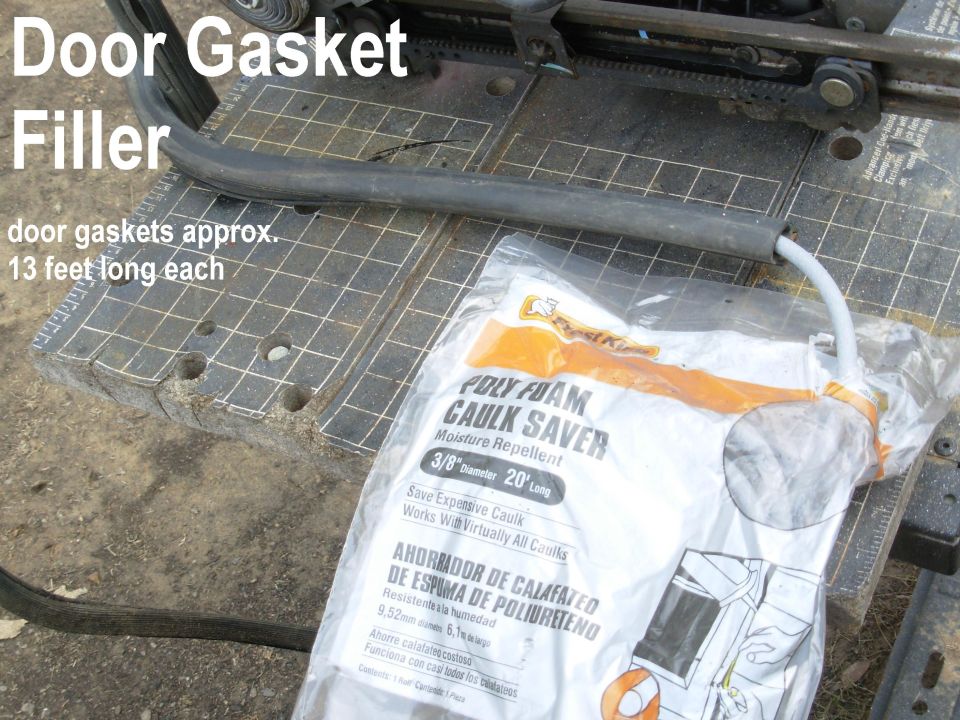Poly foam caulk saver backer rod and black rubber door gasket on a green cutting mat