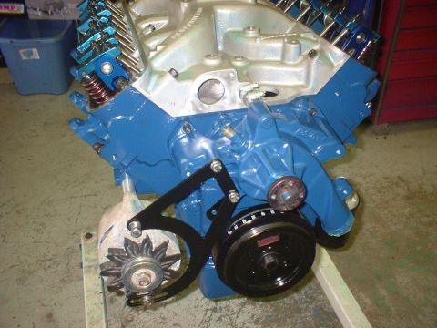 1971 Ford Ranchero - C.R.A.P. SS low-slung 1 piece alternator bracket. New Edelbrock aluminum water pump.