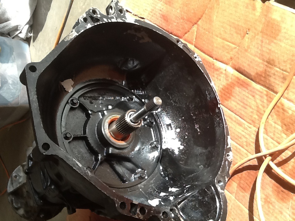 close-up of an automatic transmission housing with input shaft
