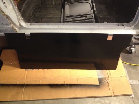 1965 Ford Mustang - rear trunk seat divider painted with VHT roll bar black 65 Mustang Coupe