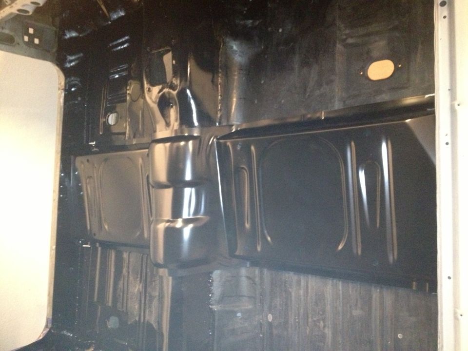 one piece floor pan in car, not welded 65 Mustang Coupe
