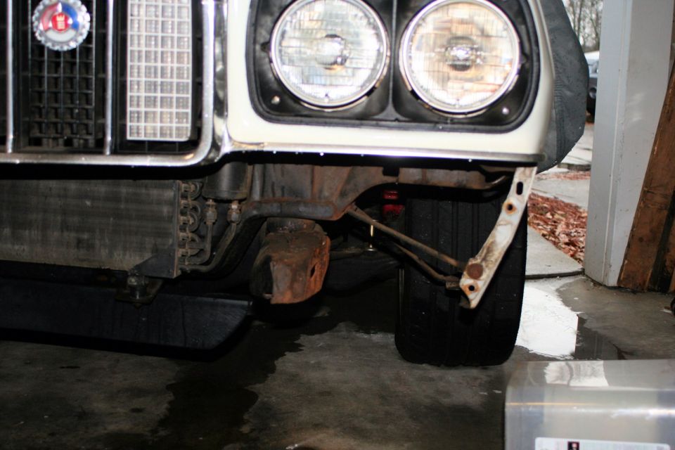 1976 Ford Ranchero front end showing grille, headlights, and exposed radiator