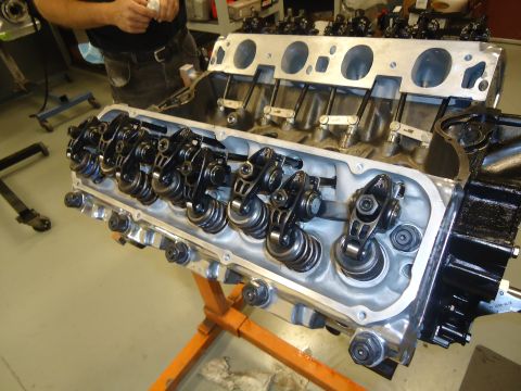 1988 Ford Mustang - Close-up view of an engine block assembly, showing rocker arms and valve springs.