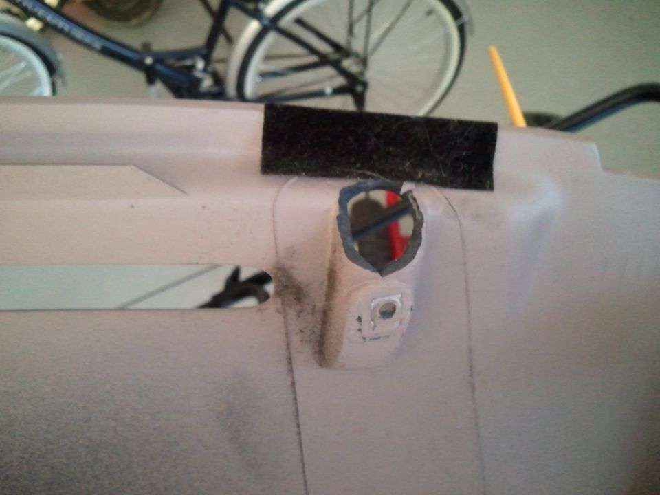 Interior dashboard panel with a cut-out hole