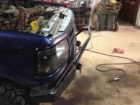 1996 Ford Bronco - Custom bumper installed on a 1996 Ford Bronco, showing the front end and engine bay.