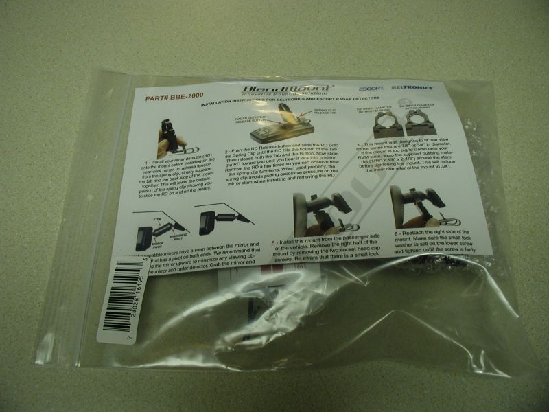 Radar detector mount installation instructions with diagrams