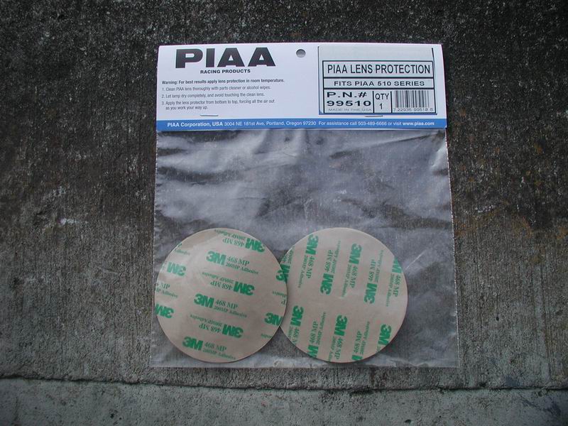 Package of PIAA lens protection stickers, part number 99510, fits PIAA 510 series