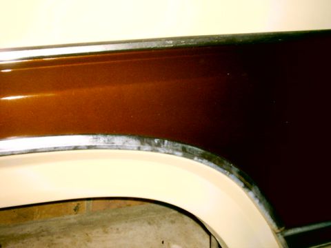 1980 Ford Bronco - Detail of a vehicle's fender, highlighting the paintwork and trim around the wheel arch.