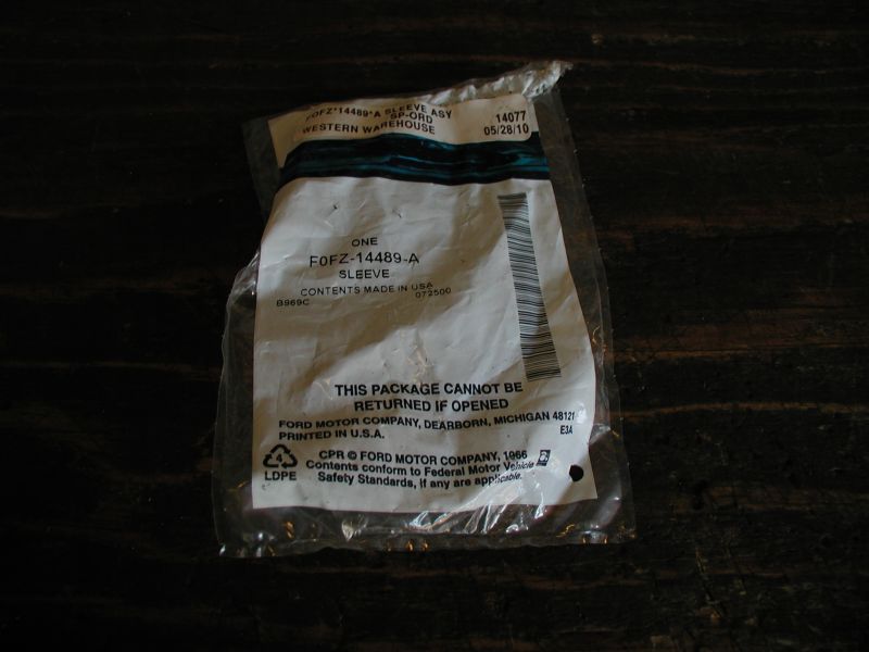 Ford sleeve part in plastic packaging with part number F0FZ-14489-A