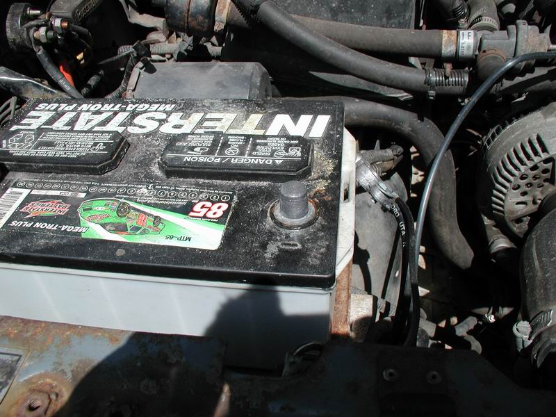 Engine bay with Interstate Mega-Tron Plus battery and alternator