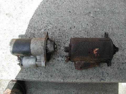 1990 Ford F-250 - Comparison of a clean starter motor next to a heavily corroded one.