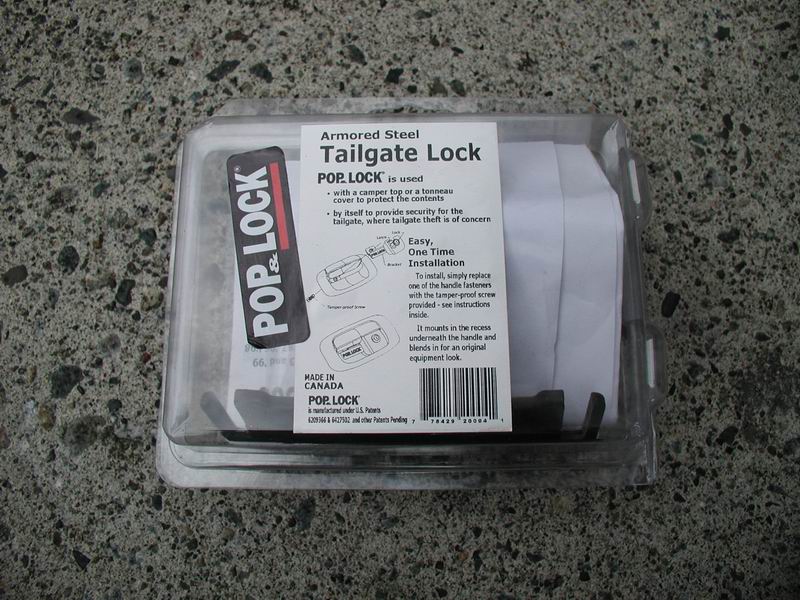POP & LOCK Armored Steel Tailgate Lock packaging. Made in Canada