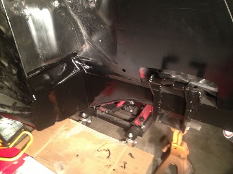 1965 Ford Mustang - 65 Mustang Coupe passenger side front torque box painted with POR15