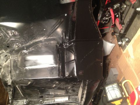 1965 Ford Mustang - 65 Mustang Coupe passenger side front torque box painted with POR15