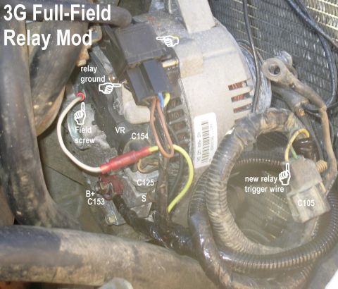 1983 Ford Bronco - Alternator Full-Field Relay This relay is wired so that, when the key is in RUN, and the winch is pulling IN, the alternator is forced to i…