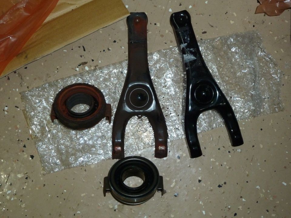 Clutch release fork and bearing parts